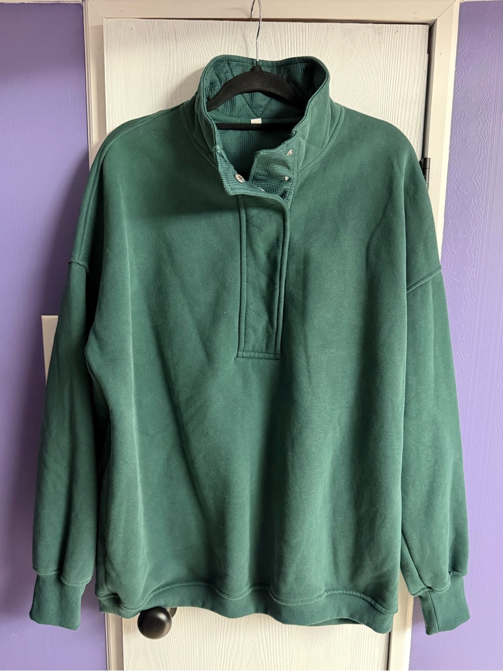 Women’s Green Quarter-Snap Pullover Sweater